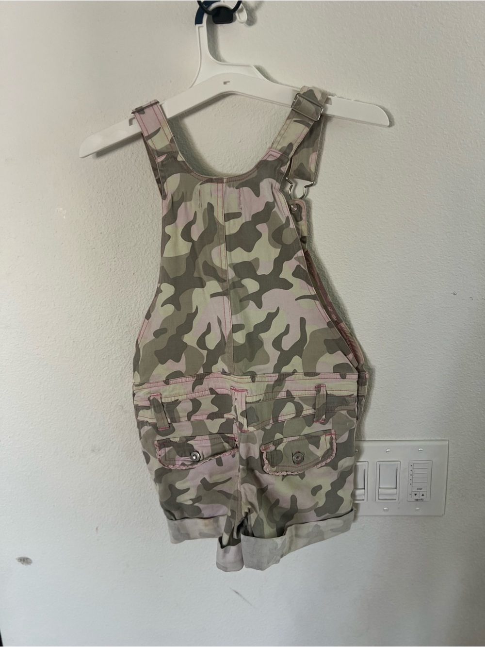 Girls' Pink and Green Camo Short Overalls - Classic Kids Playwear